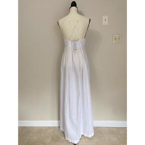 J Crew Cross Back Linen Cotton Beach Slip Maxi White Dress NWT Size S Small - Picture 2 of 7